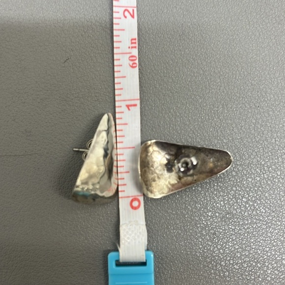 Sterling Silver Hammered Triangle Fashion Earrings - Picture 5 of 5